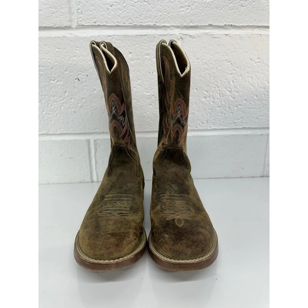 Justin Stampede Collection Kids Cowboy Boots  / Tan Clover Brown / Boys Size 2.5